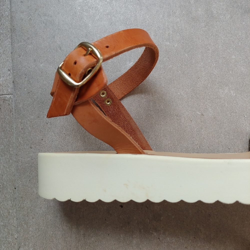 Greek Leather Platform Sandals Nicolas Lainas Size 6 EU 36 - Picture 10 of 15